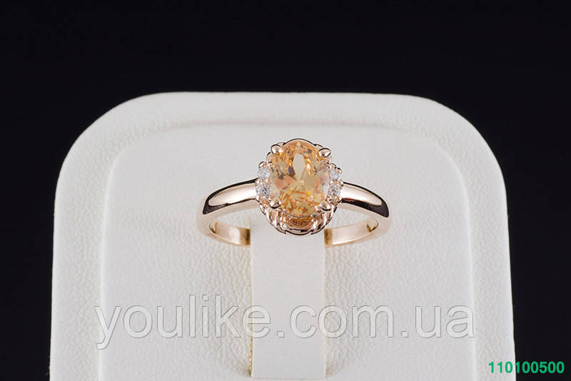 Взрачное кольцо с кристаллами Swarovski, покрытие золото 0500 - фото 2 - id-p76352243