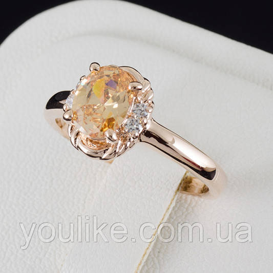 Взрачное кольцо с кристаллами Swarovski, покрытие золото 0500 - фото 1 - id-p76352243