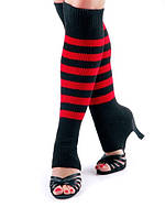 Гетры короткие (40 см) для танцев Rivage Line сатин, черный с красным