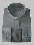 Сорочка для священників світло-сірого кольору з довгим рукавом, фото 4