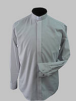 Сорочка для священників світло-сірого кольору з довгим рукавом