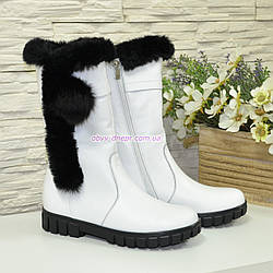 Напівчоботи підліткові шкіряні для дівчаток, на потовщеній підошві, колір білий