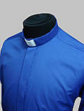 Сорочка для священників синього кольору з довгим рукавом, фото 3