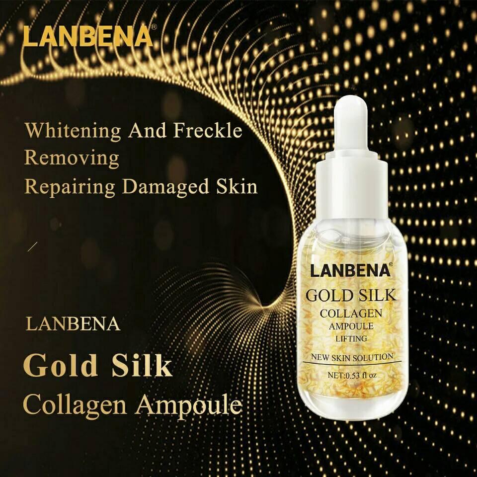 Ліфтинг сироватка Lanbena Gold Silk Collagen, золотий шовковий колаген равлика гіалуронка вітамін В3