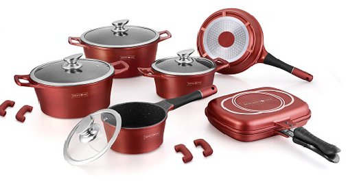 Набір каструль Royalty Line RL-LS1015M Burgundy 15 pcs, фото 1