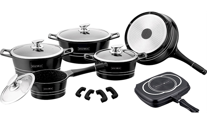 Набір каструль Royalty Line RL-LS1015M Black 15pcs, фото 1