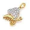 Кулон Метелик з цирконієм, позолота+родій, 18К, фото 3
