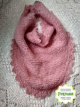Хустина в'язана тепла з козиного пуху рожева 100*55 см