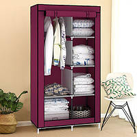 Тканевый шкаф органайзер HCX-8890 на 2 секции серый для хранения вещей и одежды 45, Металл + ткань, Бордовый