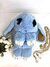 💙🐰 Сумка-Рюкзак 🐰 блакитний хутряний Кролик "Rex Fendi" (зайчик, зайчик) як іграшка, фото 5