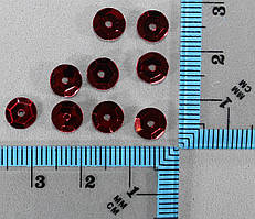 Паєтки круглі. Колір червоний (тиснення), Ø — 6 мм, пак/20 грамів. №64