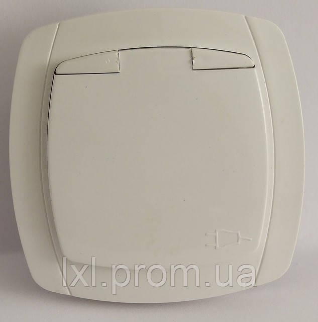Розетка із заземленням і кришкою (біла/крем) LXL BETA WHITE