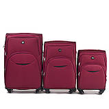 Комплект 3в1 чемоданів з тканини WINGS 1708 ЧЕМОДАН Дорожня валізка тканева 3шт на 4х колесах 360* Польша, фото 8