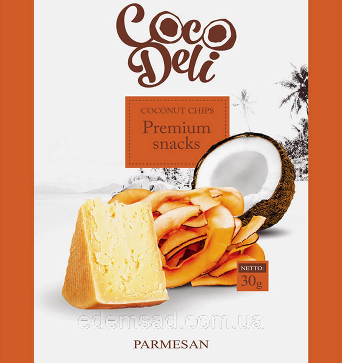 Чипси кокосові із сиром пармезан "Coco Deli", 30 г