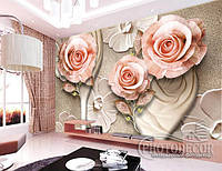 Фотообои "3d Розы на стене" - Любой размер! Читаем описание!