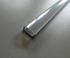 Накладний 2м алюмінієвий профіль разом з прозорим розсіювачем для LED стрічки