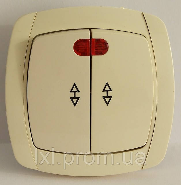 Вимикач подвійний прохідний із підсвіткою (білий/крем) LXL BETA