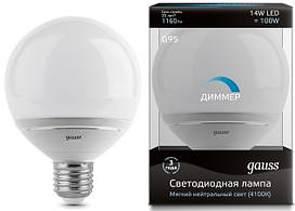 Світлодіодна лампа ГАУССА Black DIMMABLE G95 14Вт 4100K E27 150-265В