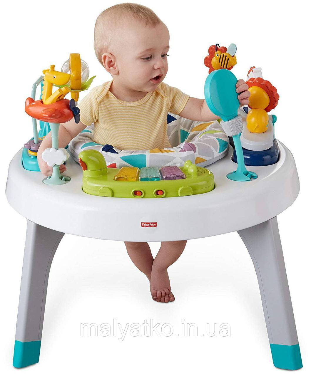 Fisher-Price підлогові стрибуни столик 2в1 джунглі Sit-to-Stand Activity Center Spin N Play Safari, фото 1