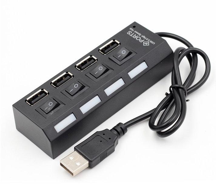 Концентратор USB HUB хаб HI-SPEED 4SW на 4 порта с выключателями Black (50104) - фото 6 - id-p360268504