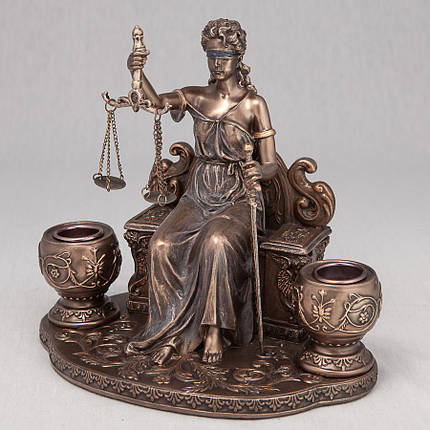 Свічник статуетка Veronese Феміда на троні 18 см 74765 фігурка веронезе богиня правосуддя юстиція VE, фото 1