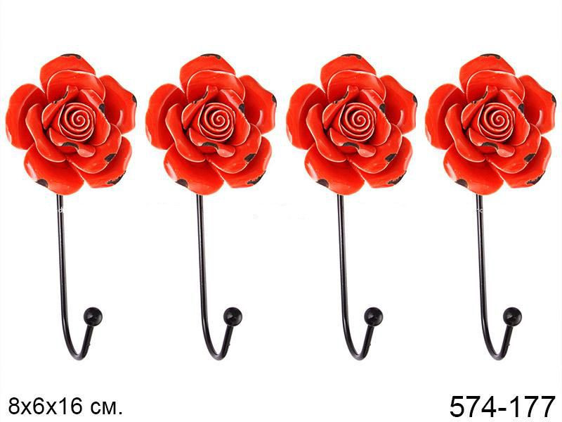 Гачок настінний троянда 8х6х16 см VE