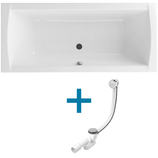 Ванна акрилова прямокутна Excellent AQUARIA LUX 180x80 + сифон