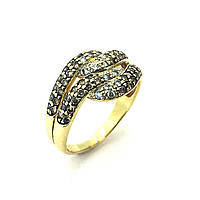 Золотое кольцо с бриллиантами, 19 размер , желтое золото