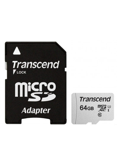Картка пам'яті micro SDXC 64Gb Transcend 300S UHS-I U1 (TS64GUSD300S-A)