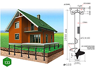 Монтаж винтовых свай диаметром 133 мм