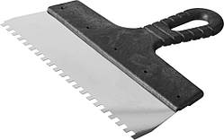 Шпатель з пластмасовою ручкою, зубчастий 250 мм 6х6 мм
