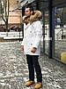 Чоловіча парка з хутром єнота з білої плащової тканини, фото 5