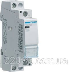 Контактор пускач Hager ESC125, 25A, 230 В, 1НО, магнітний, Хагер, модульний, фото 1