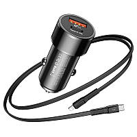 Автомобильная зарядка Baseus Small Screw PD Quick Charger + Cable (Lightning) 36W 1Type-C 1USB черный