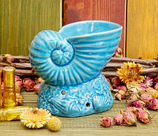 Аромалампа керамічна "Рамбушка" 10,5*12*8,5 см. Блакитна