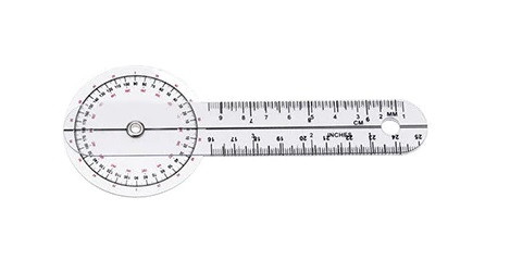 Гоніометр лінійка для вимірювання рухливості суглобів 250 мм 360°