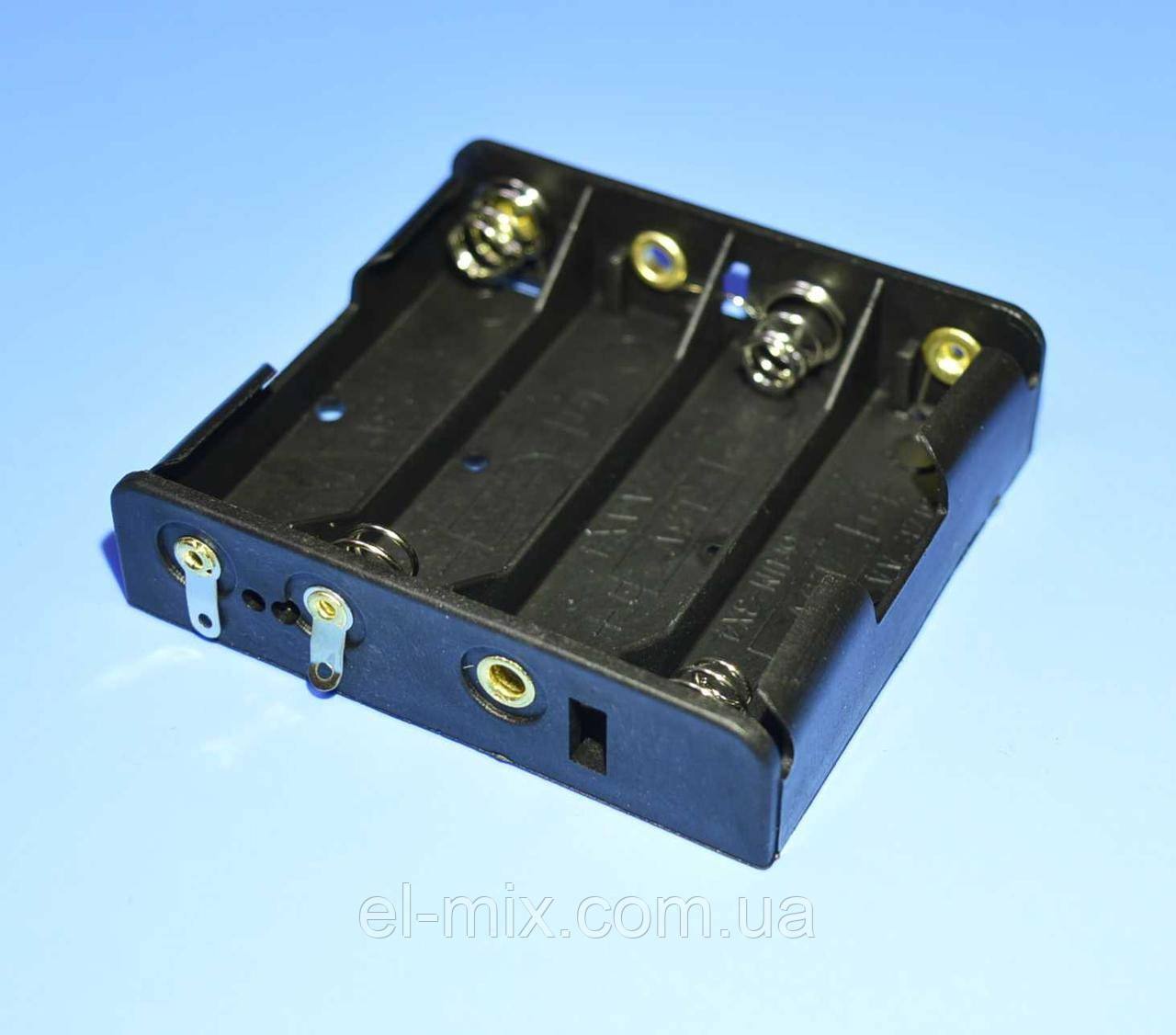 Тримач батарейок AA на 4шт, 1 ряд, контакти під пайку GNI0051