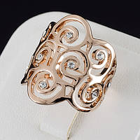 Привлекательное кольцо с кристаллами Swarovski, покрытие золото 0515