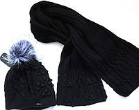 Комплект Брекстон шапка і шарф чорний