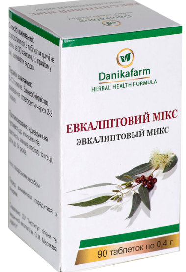 Евкаліптовий мікс — має антисептичні, протизапальні, властивості (Danikafarm) 90 таб.