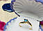 Золоте кільце 10К (417 проба) з Блакитною Шпинелью і діамантом, фото 2