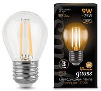 Светодиодная лампа GAUSS Black filament globe P45 9 Вт 2700K E27 180-265 В
