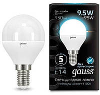 Светодиодная лампа GAUSS Black G45 9.5 Вт 4100K E14 150-265 В
