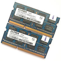 Пара оперативної пам'яті для ноутбука Elpida SODIMM DDR3 4Gb (2+2) 1333MHz 10600s CL9 (EBJ21UE8BFU0-DJ-F) Б/В