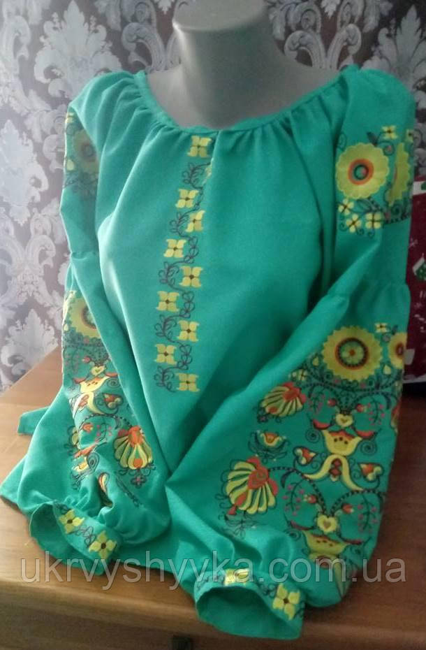 Блузка з вишивкою "Намисто" зелена