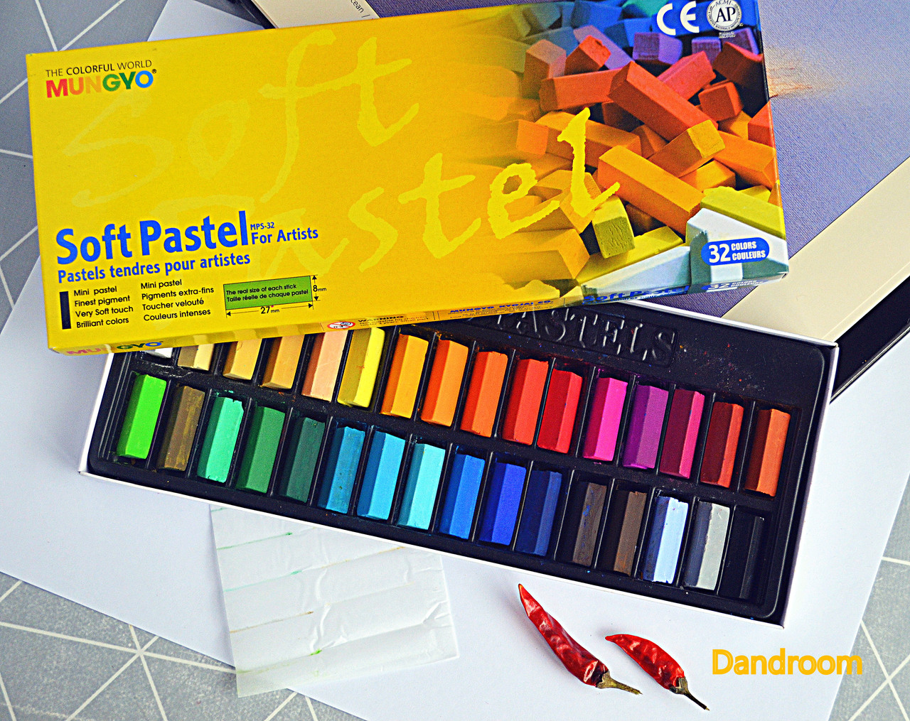 Пастель суха, проф., м'яка, 32 кольори МІНІ (половинки), квадратна, MPS-32, MUNGYO, фото 1