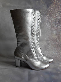 Чоботи високі народні срібло на шнурках
