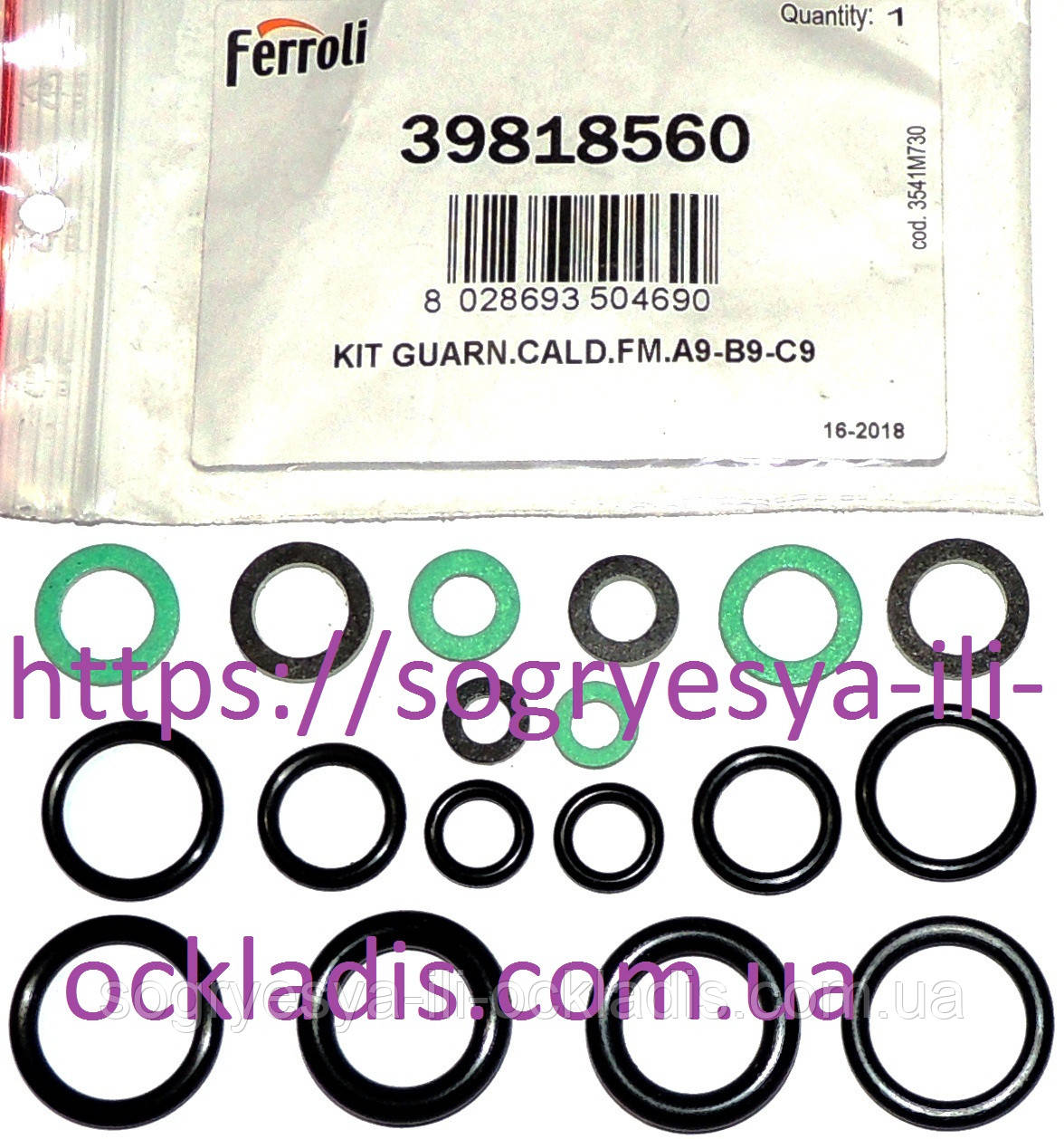 Комплект прокладок 18 штук у зборі (фір.уп, Італія) Ferroli Domicompact, арт.39818560, к.з.1788, фото 1