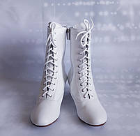 Чобітки для танців білі на шнурках із роздільною підошвою, фото 3