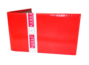 Візитниця Червона шкіряна глянсова шкіра галантерейна Barez